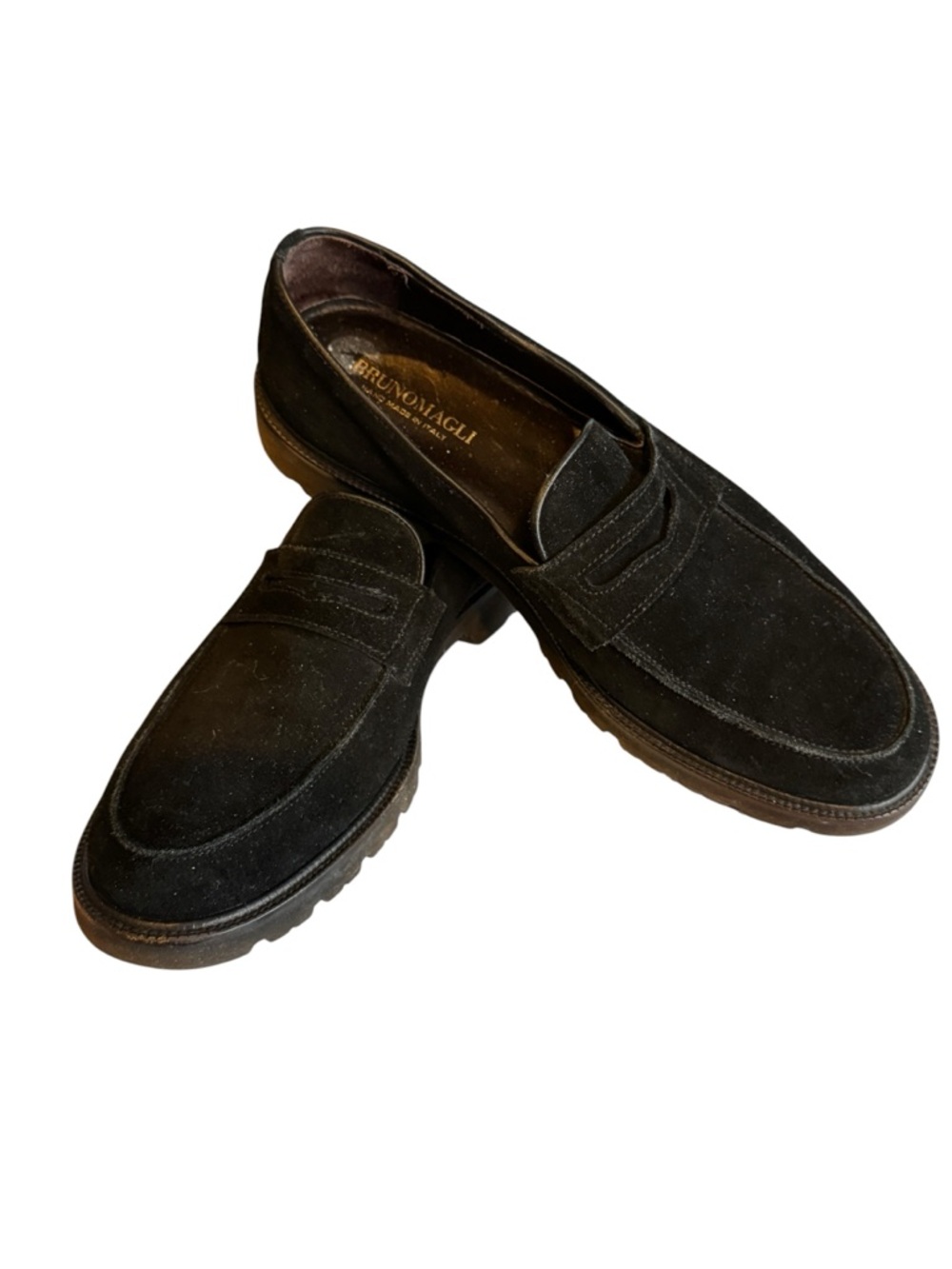 Bruno Magli Black Suede Penny Loafers